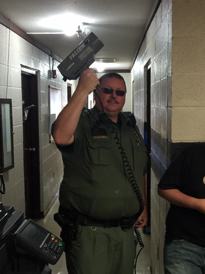 Lt. Rushing demonstrating equipment to the class.