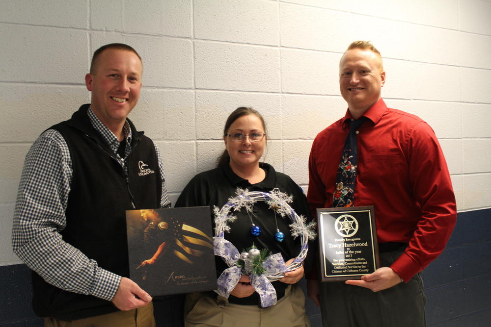 Cpl. Tracy Hazelwood receiving Jailer of the Year award.