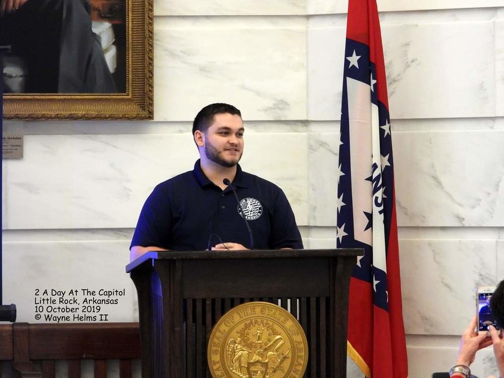 Jordan Stein giving speech.