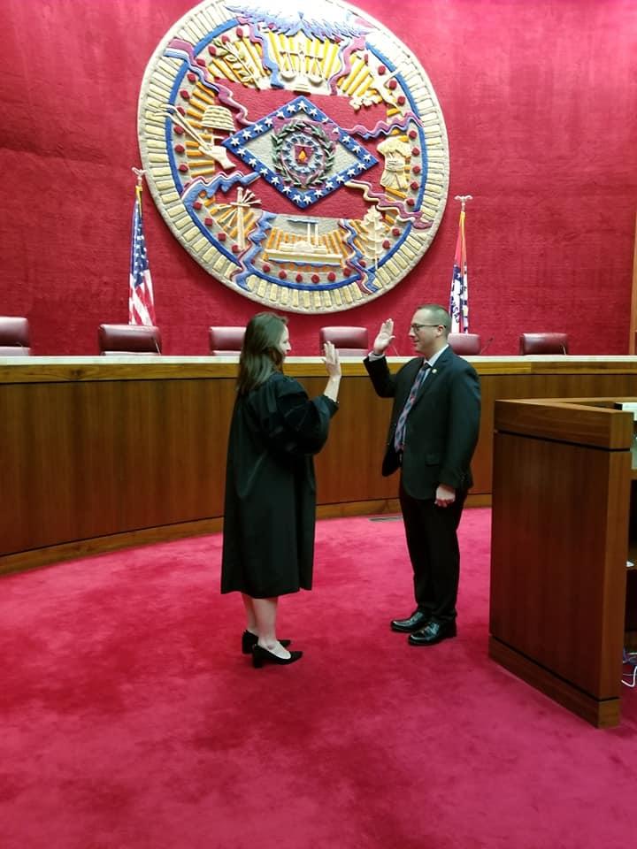 Sheriff Brown being sworn in.