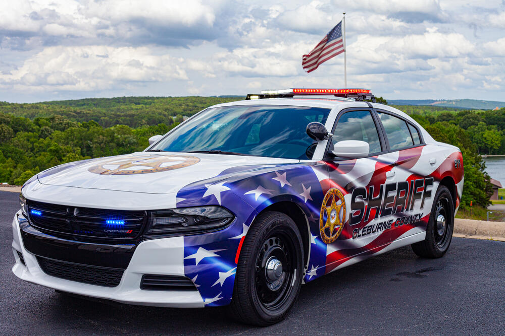 Front view of new patriotic patrol car.